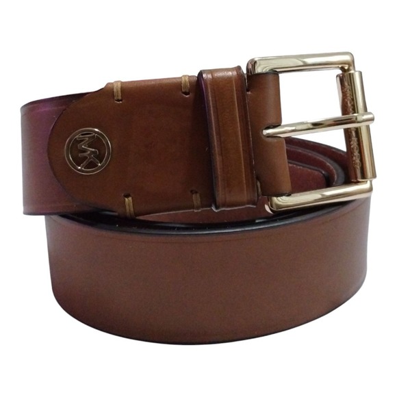 Michael Kors Women\'s M Logo‎ Burnished Leather Belt Brown